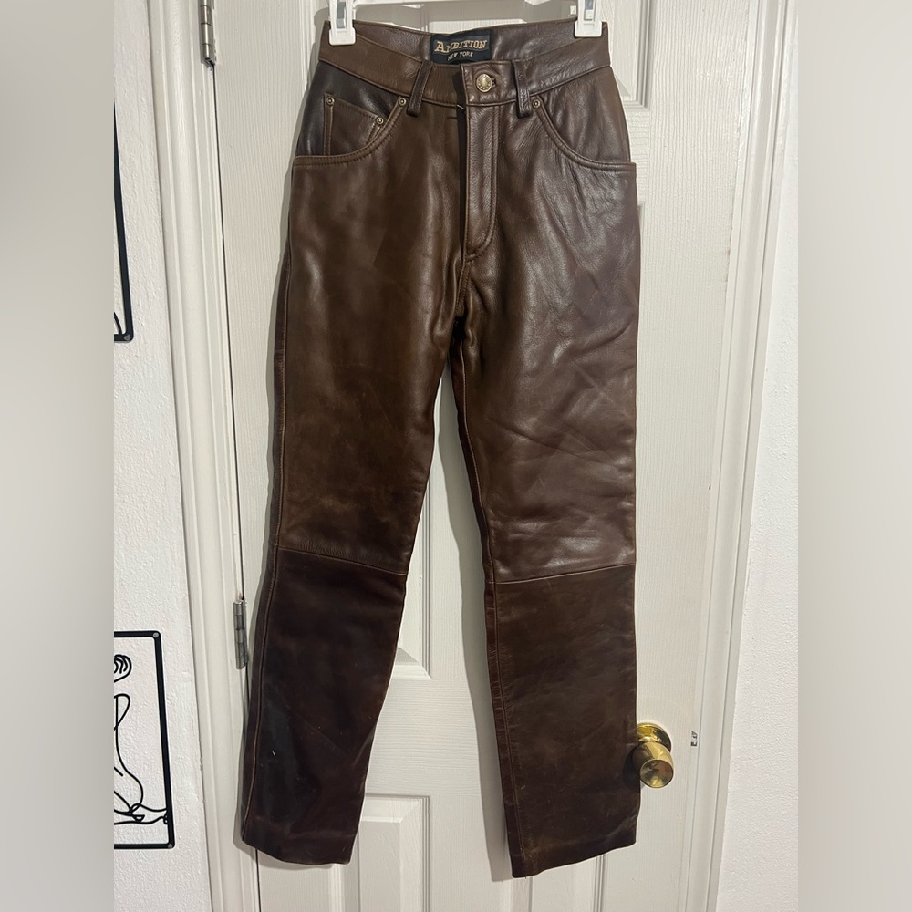 Ambition New York Vintage Brown Leather Pants.